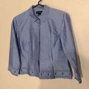Ann Taylor 100% Silk Embroidered Blouse